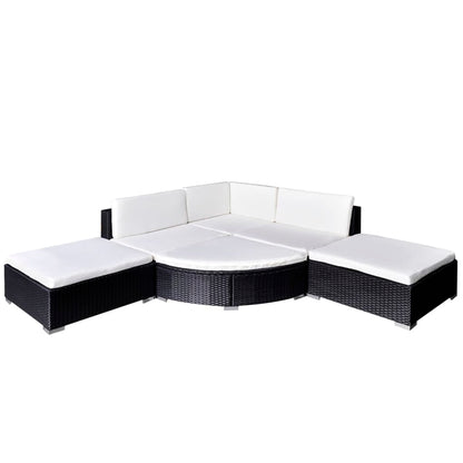 6 Piece Garden Lounge Set with Cushions Poly Rattan Black