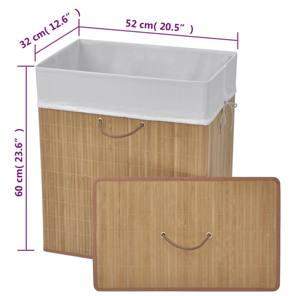 Bamboo Laundry Bin Rectangular Natural