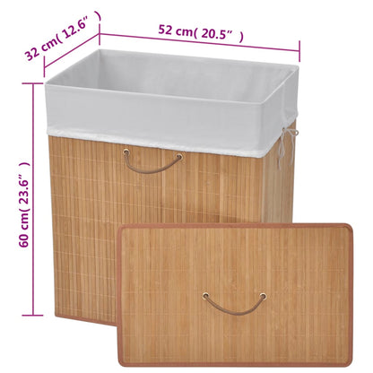 Bamboo Laundry Bin Rectangular Natural