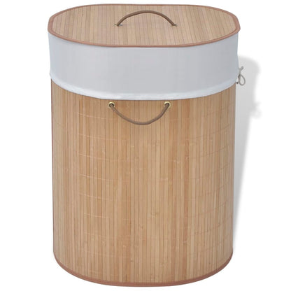 Bamboo Laundry Bin Oval Natural