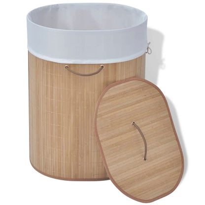 Bamboo Laundry Bin Oval Natural