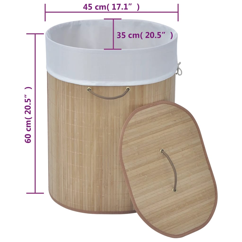 Bamboo Laundry Bin Oval Natural