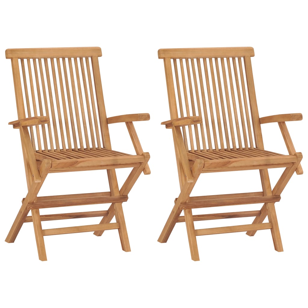 Folding Garden Chairs 2 pcs Solid Teak Wood