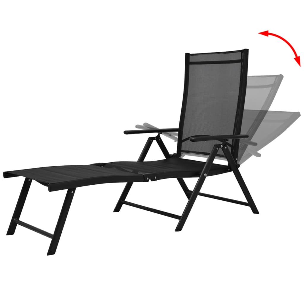 Folding Sun Lounger Aluminium Black