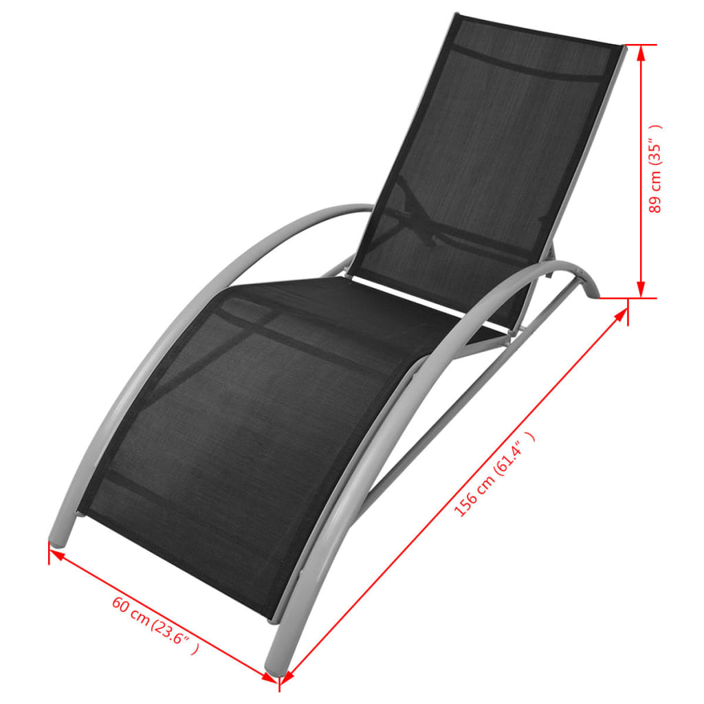 Sun Lounger Aluminium Black