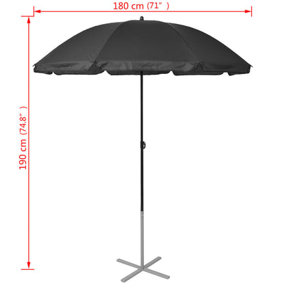 Sun Loungers with Umbrella Aluminium Black