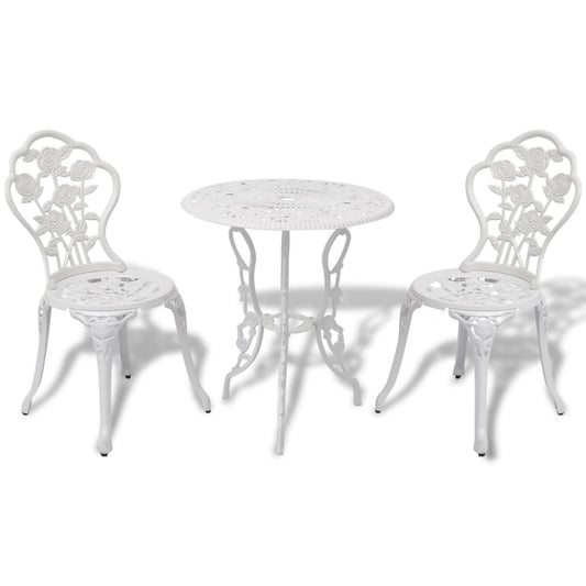 3 Piece Bistro Set Cast Aluminium White