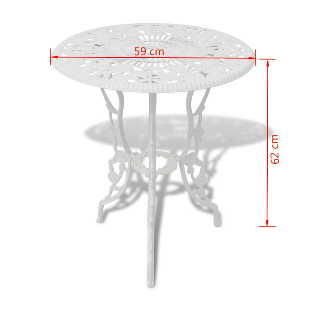 3 Piece Bistro Set Cast Aluminium White