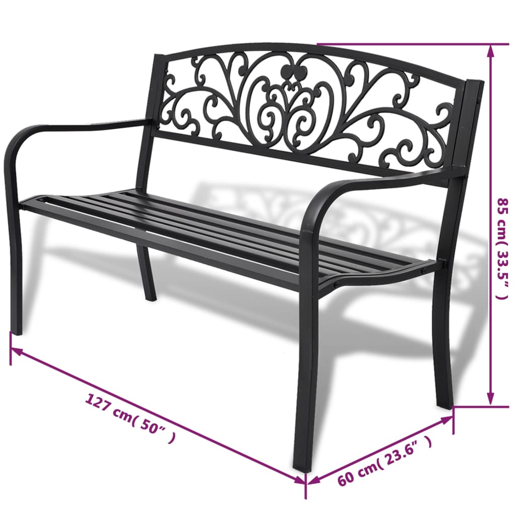 Garden Bench 127 cm Cast Iron Black