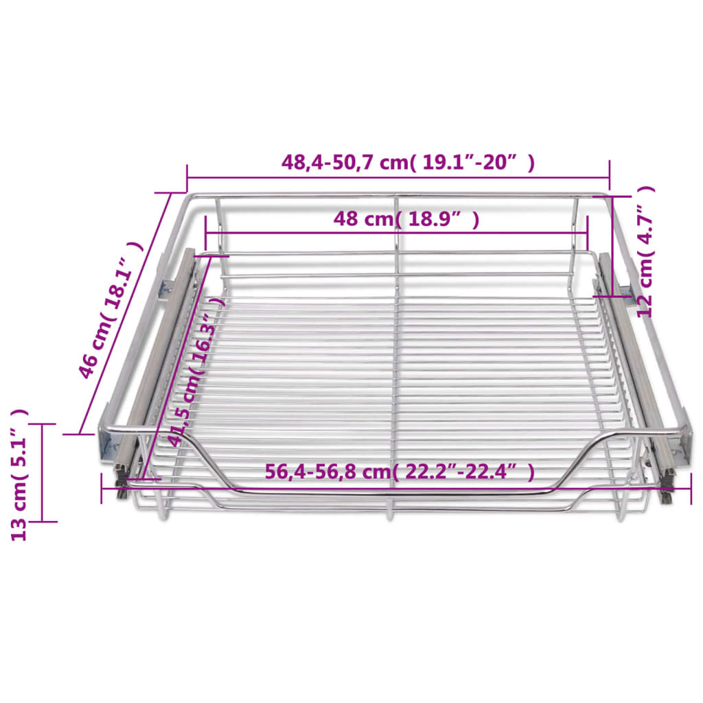 Pull-Out Wire Baskets 2 pcs Silver 600 mm