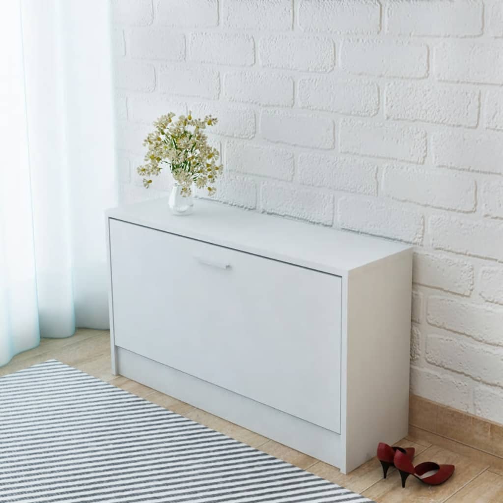 Shoe Storage Bench White 80x24x45 cm