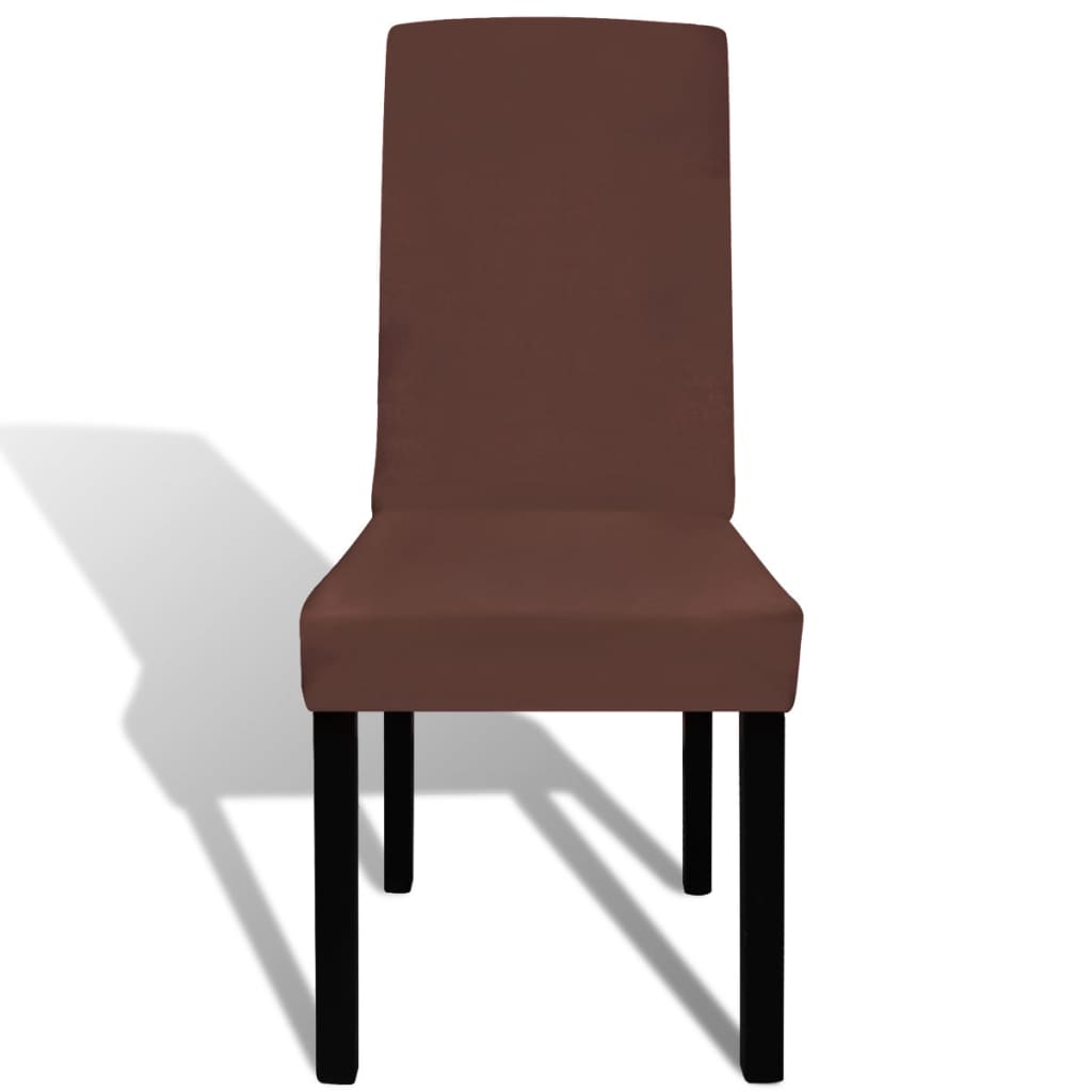 Straight Stretchable Chair Cover 4 pcs Brown