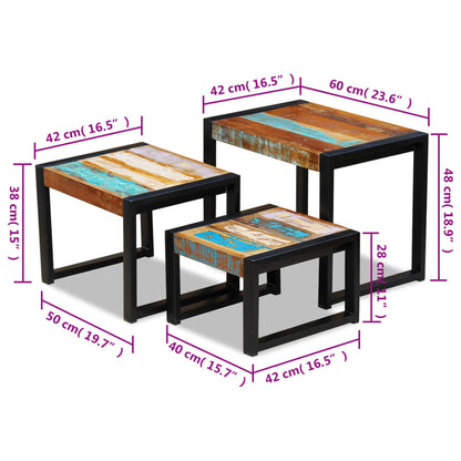 Three Piece Nesting Tables Solid Reclaimed Wood