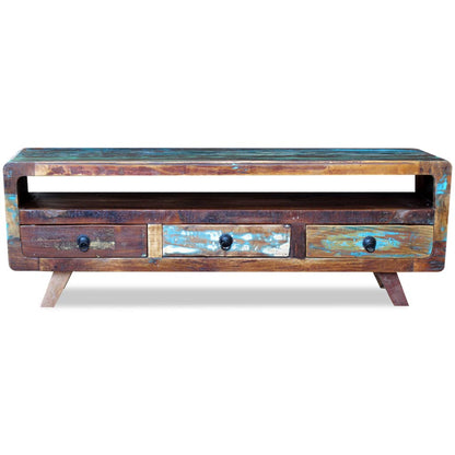 TV Cabinet with 3 Drawers Solid Reclaimed Wood