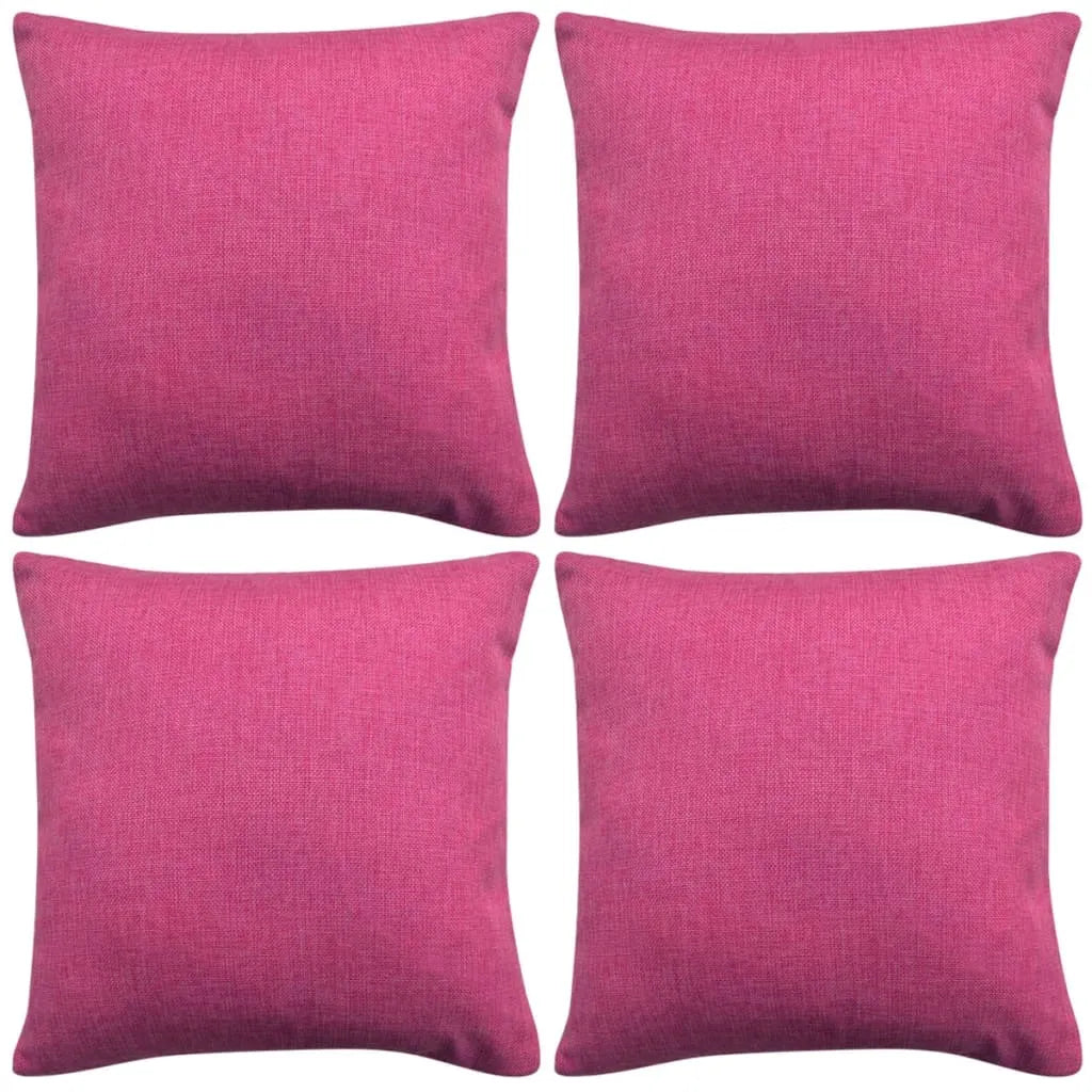 Cushion Covers 4 pcs Linen-look Pink 40x40 cm