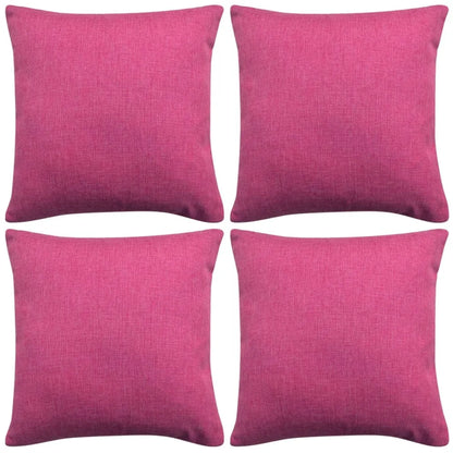 Cushion Covers 4 pcs Linen-look Pink 40x40 cm