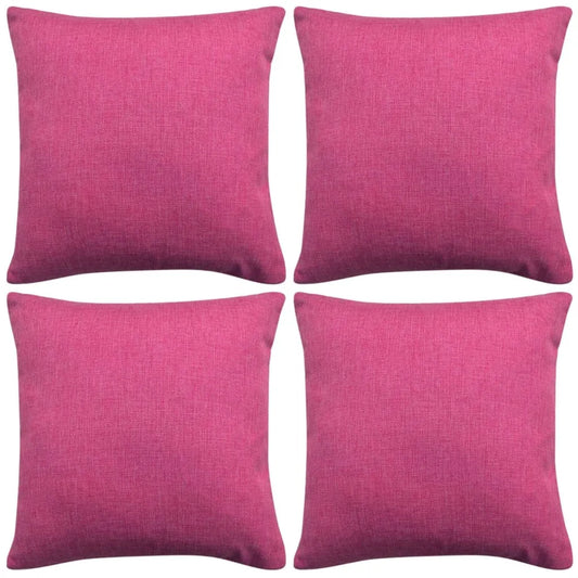 Cushion Covers 4 pcs Linen-look Pink 40x40 cm