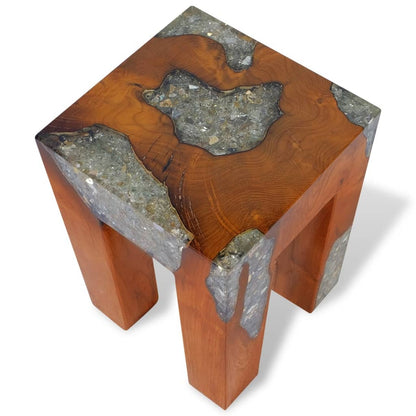 Stool Solid Teak Wood and Resin