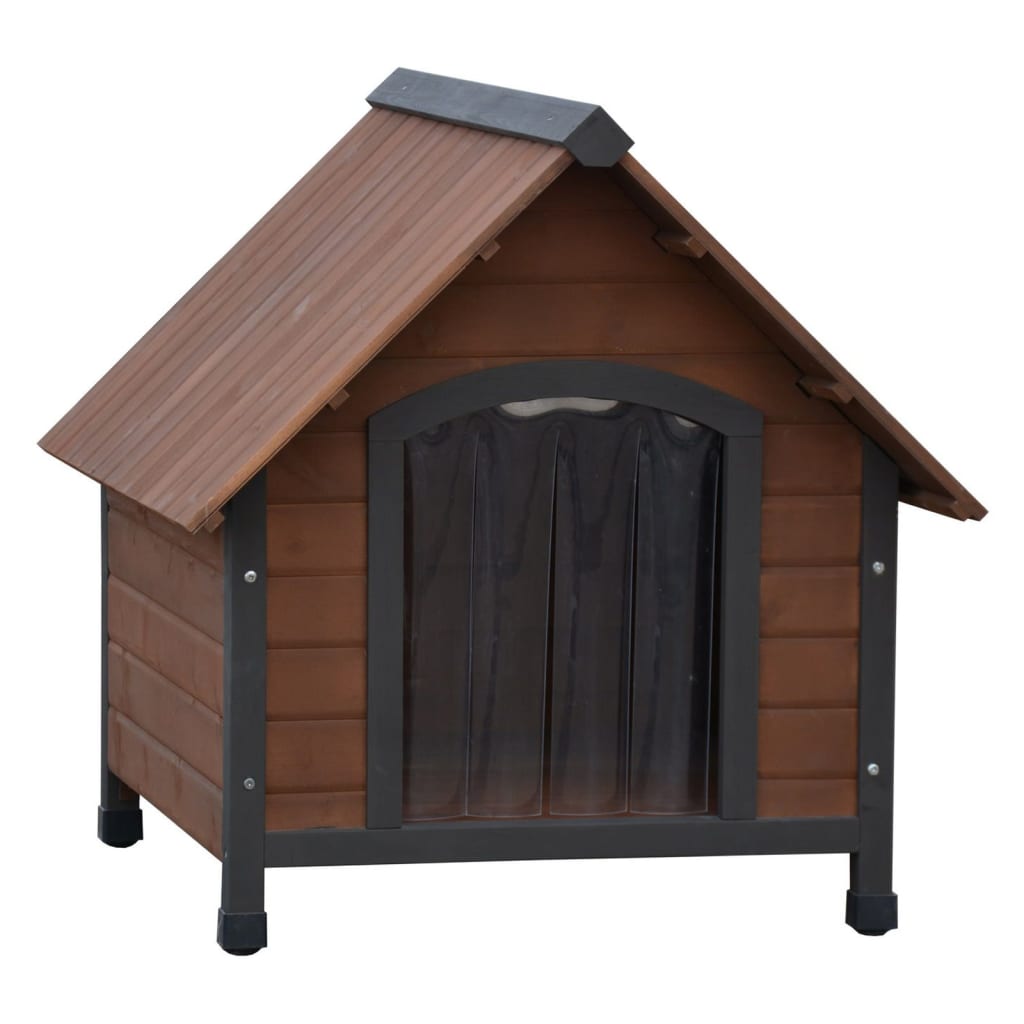 @Pet Dog House with Plastic Flaps Rustique Brown 76x76x72 cm