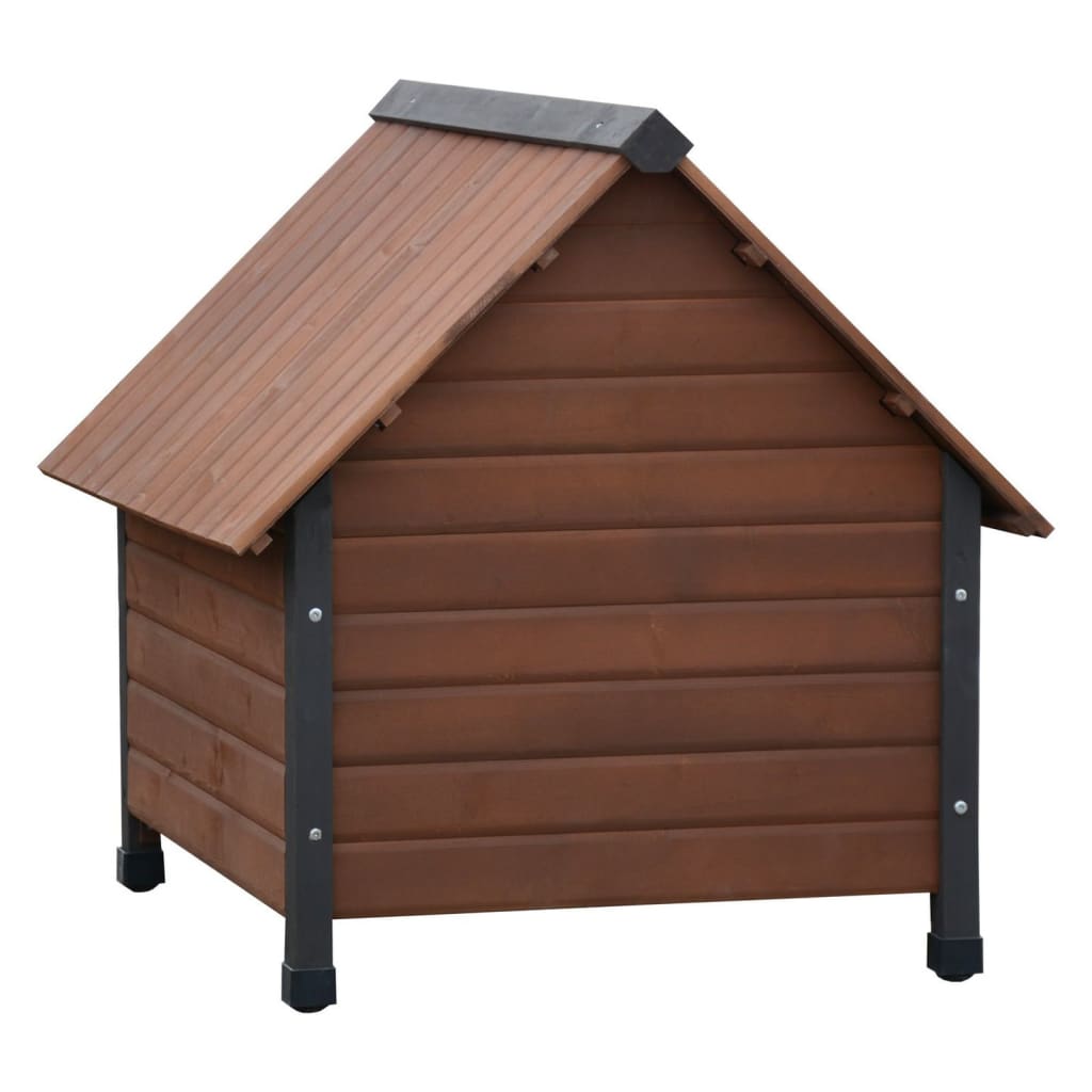 @Pet Dog House with Plastic Flaps Rustique Brown 76x76x72 cm