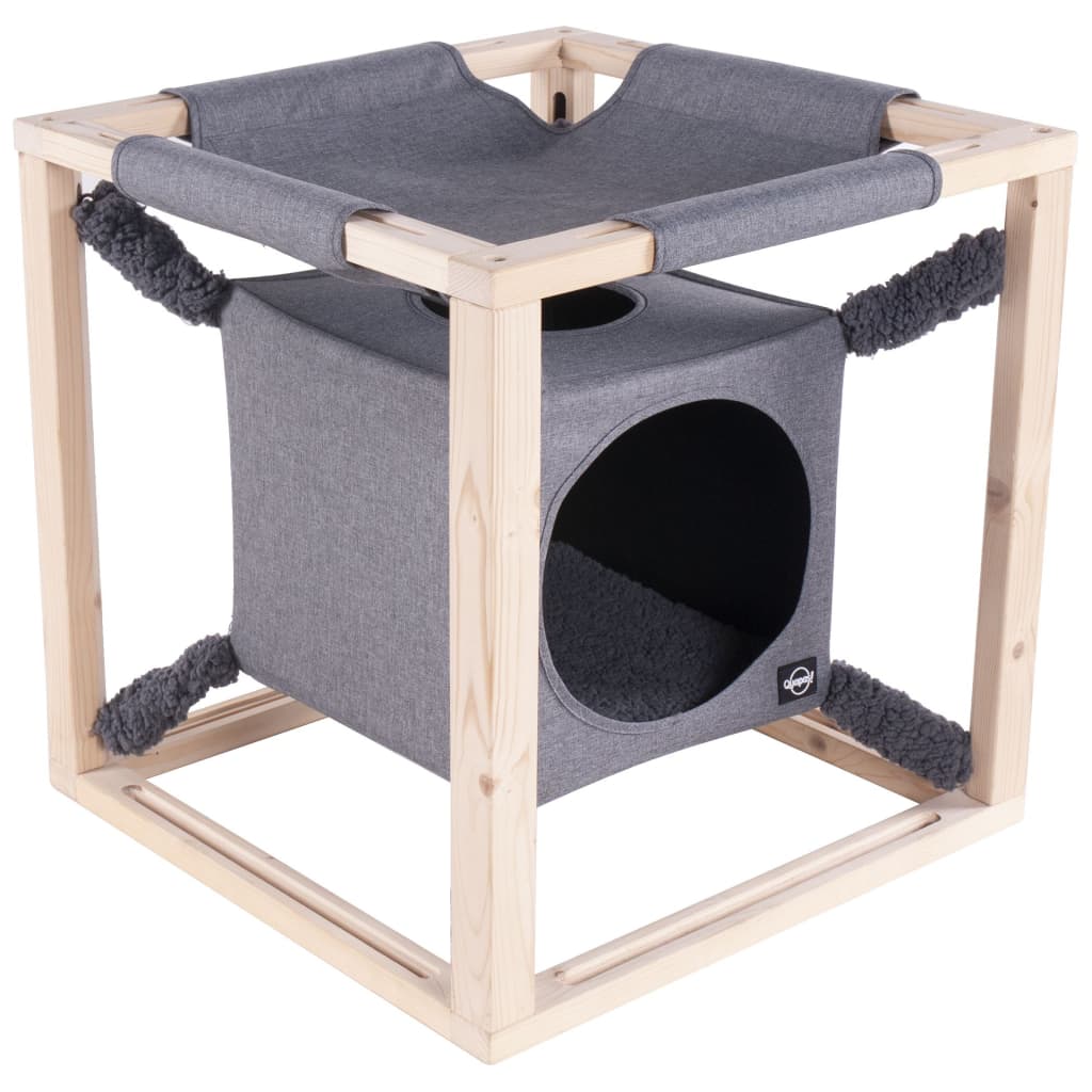 Quapas! Cat Bed with Hammock Catcube Grey M 54x54x54 cm