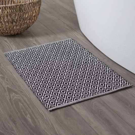 Sealskin Bath Mat Trellis Cotton 60x90 cm Black and White