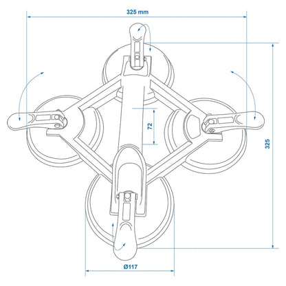 ProPlus Vacuum Lifter with 4 Suction Cups Aluminium Silver