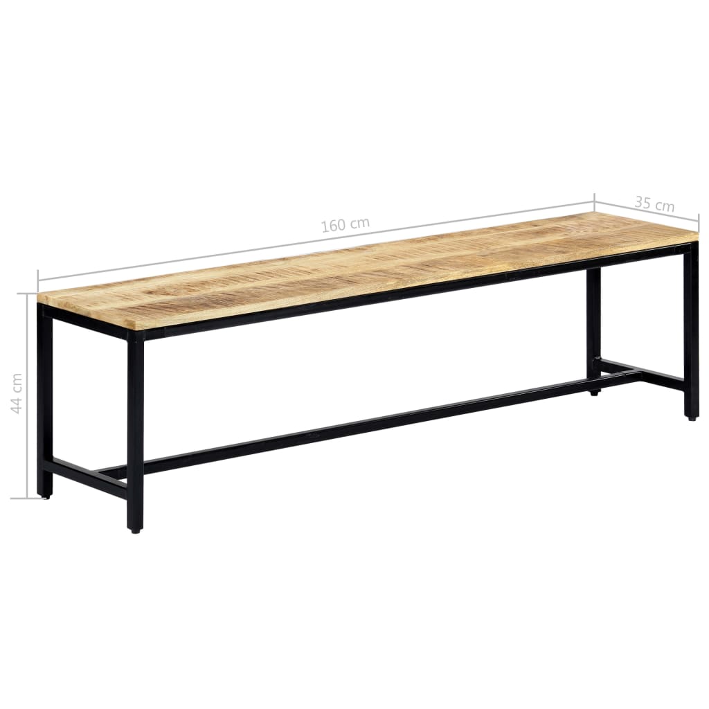 Dining Bench 160 cm Solid Rough Mango Wood