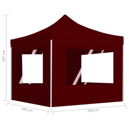 Professional Folding Party Tent with Walls Aluminium 3x3 m Wine Red