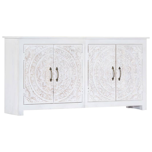 Sideboard Handmade White 140x30x70 cm Solid Acacia Wood