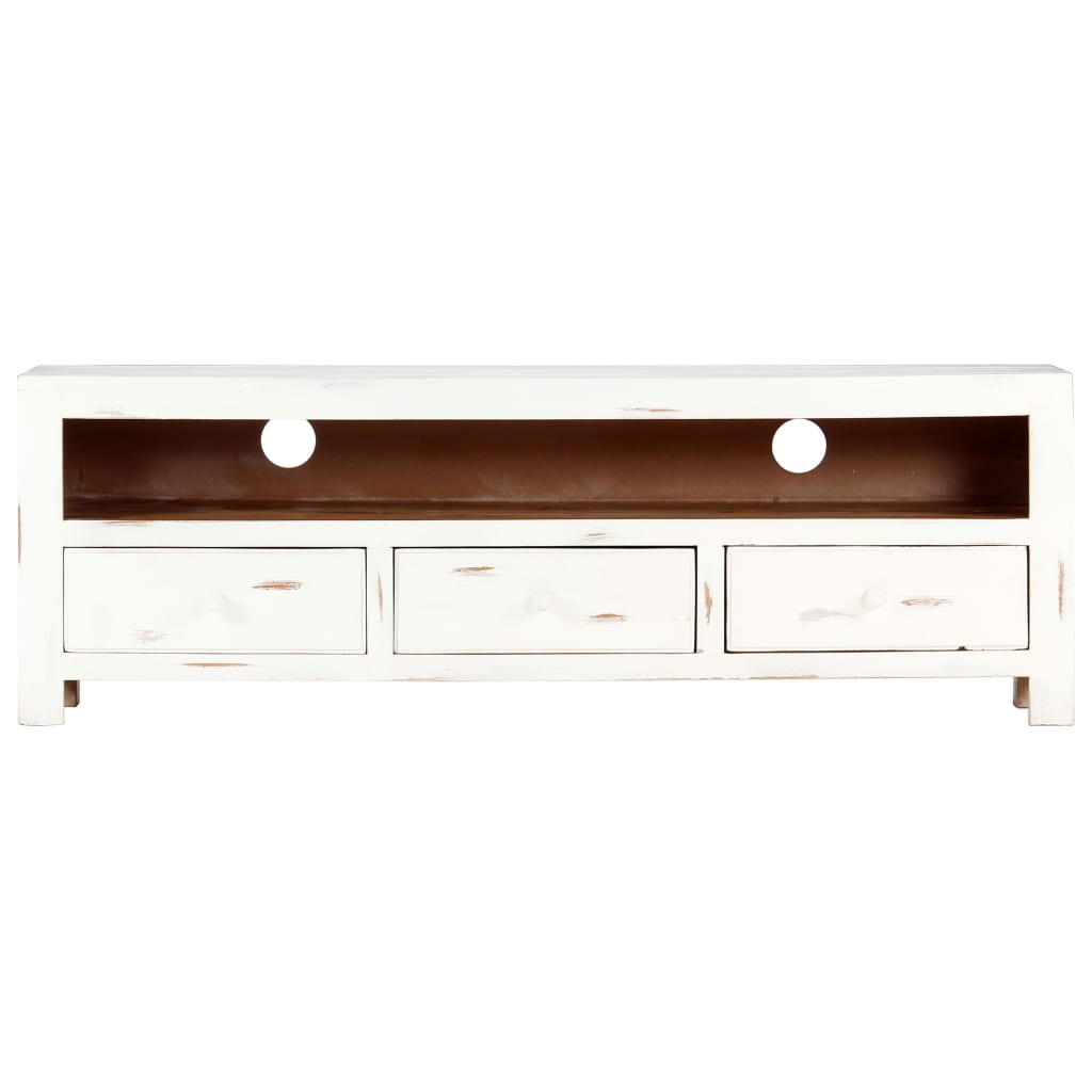 TV Cabinet White 120x30x40 cm Solid Acacia Wood