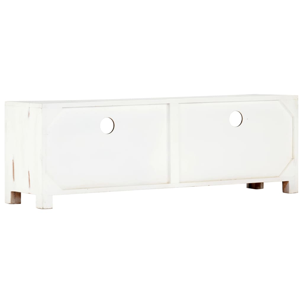 TV Cabinet White 120x30x40 cm Solid Acacia Wood