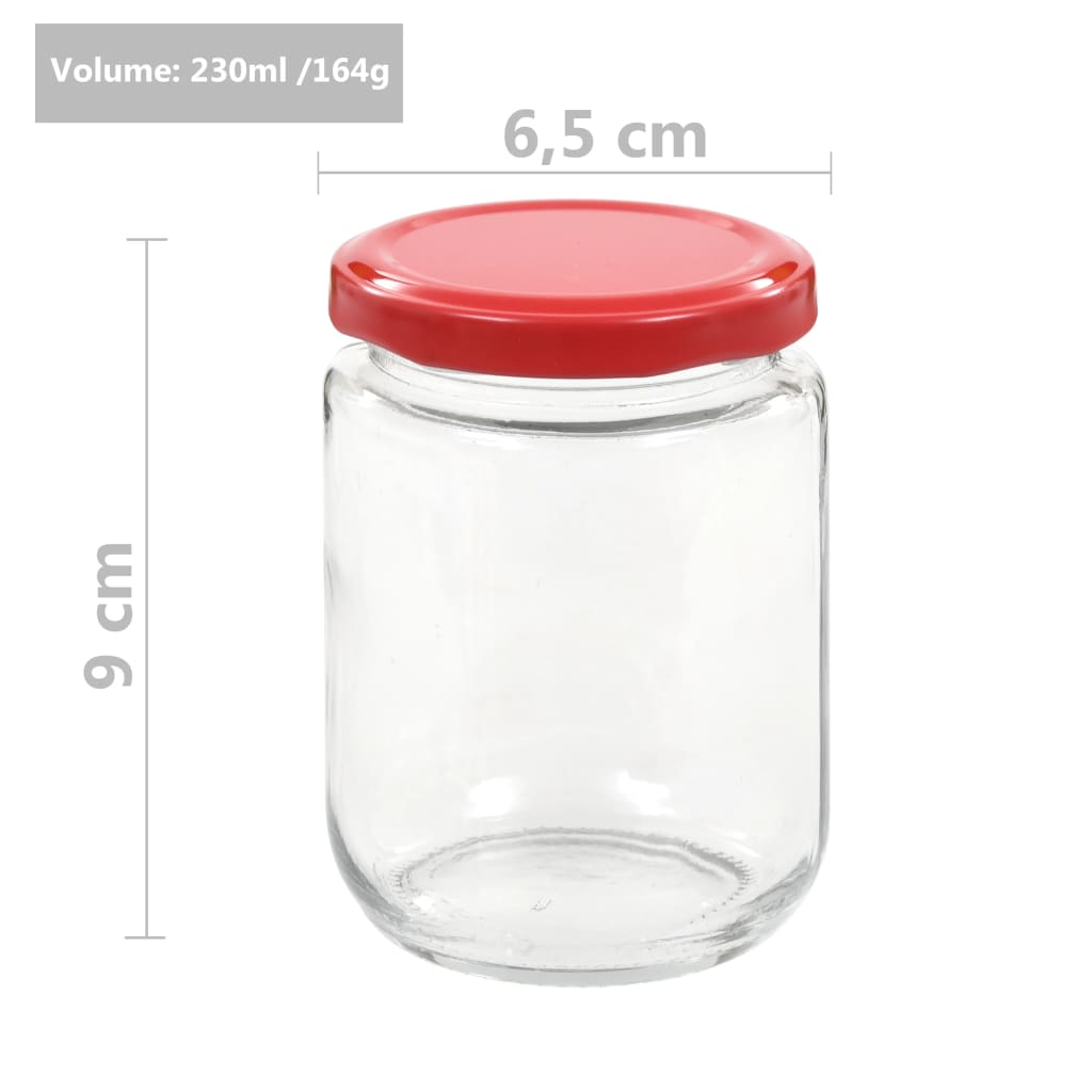 Glass Jam Jars with Red Lid 48 pcs 230 ml