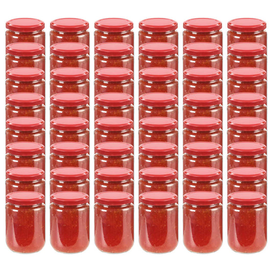 Glass Jam Jars with Red Lid 48 pcs 230 ml