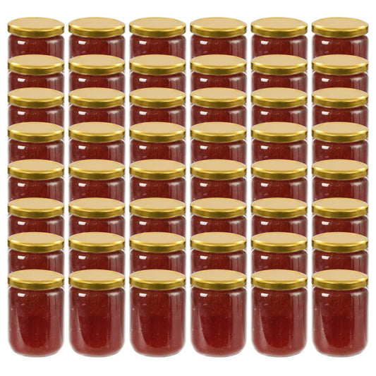 Glass Jam Jars with Gold Lid 48 pcs 230 ml