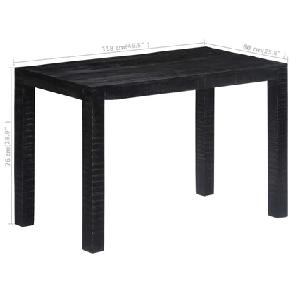 Dining Table Black 118x60x76 cm Solid Mango Wood