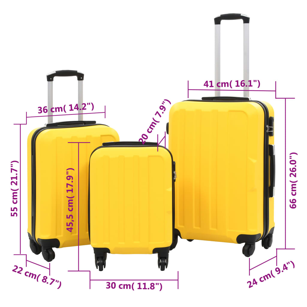 Hardcase Trolley Set 3 pcs Yellow ABS