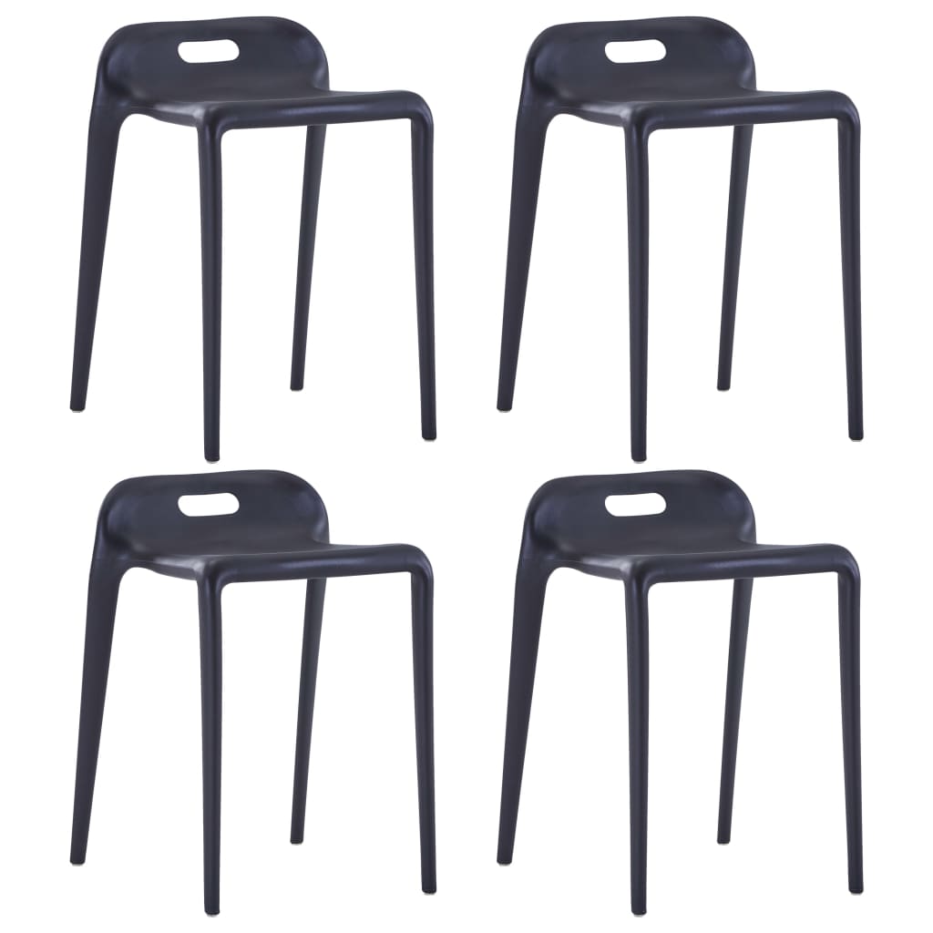 Stackable Stools 4 pcs Black Plastic