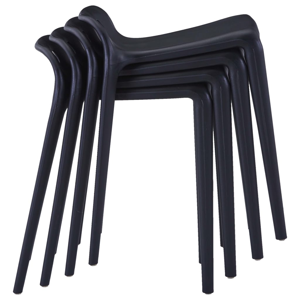 Stackable Stools 4 pcs Black Plastic