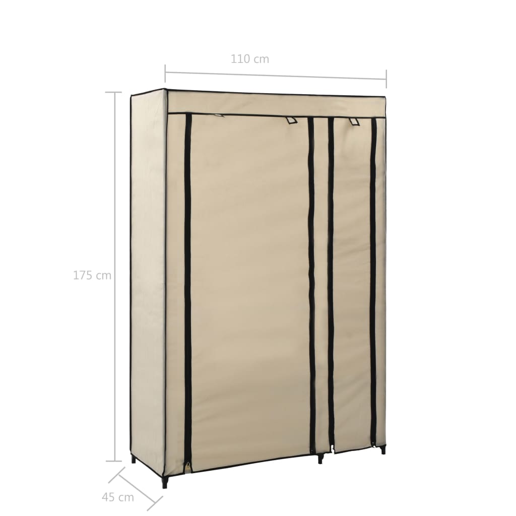 Folding Wardrobes 2 pcs Cream 110x45x175 cm Fabric