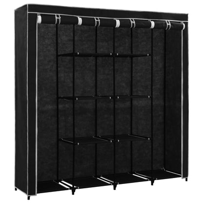 Wardrobe with 4 Compartments Black 175x45x170 cm