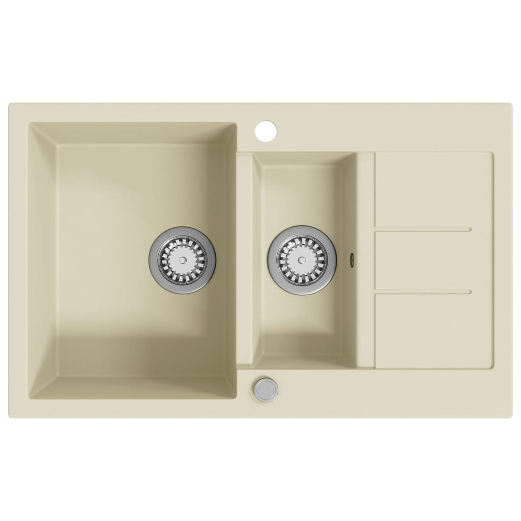 Granite Kitchen Sink Double Basins Beige