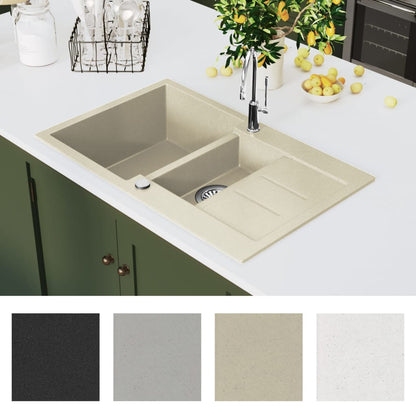 Granite Kitchen Sink Double Basins Beige