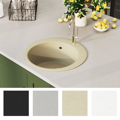 Granite Kitchen Sink Single Basin Round Beige