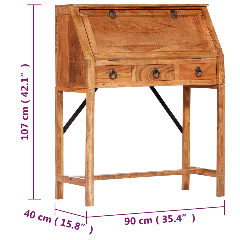 Writing Desk 90x40x107cm Solid Acacia Wood