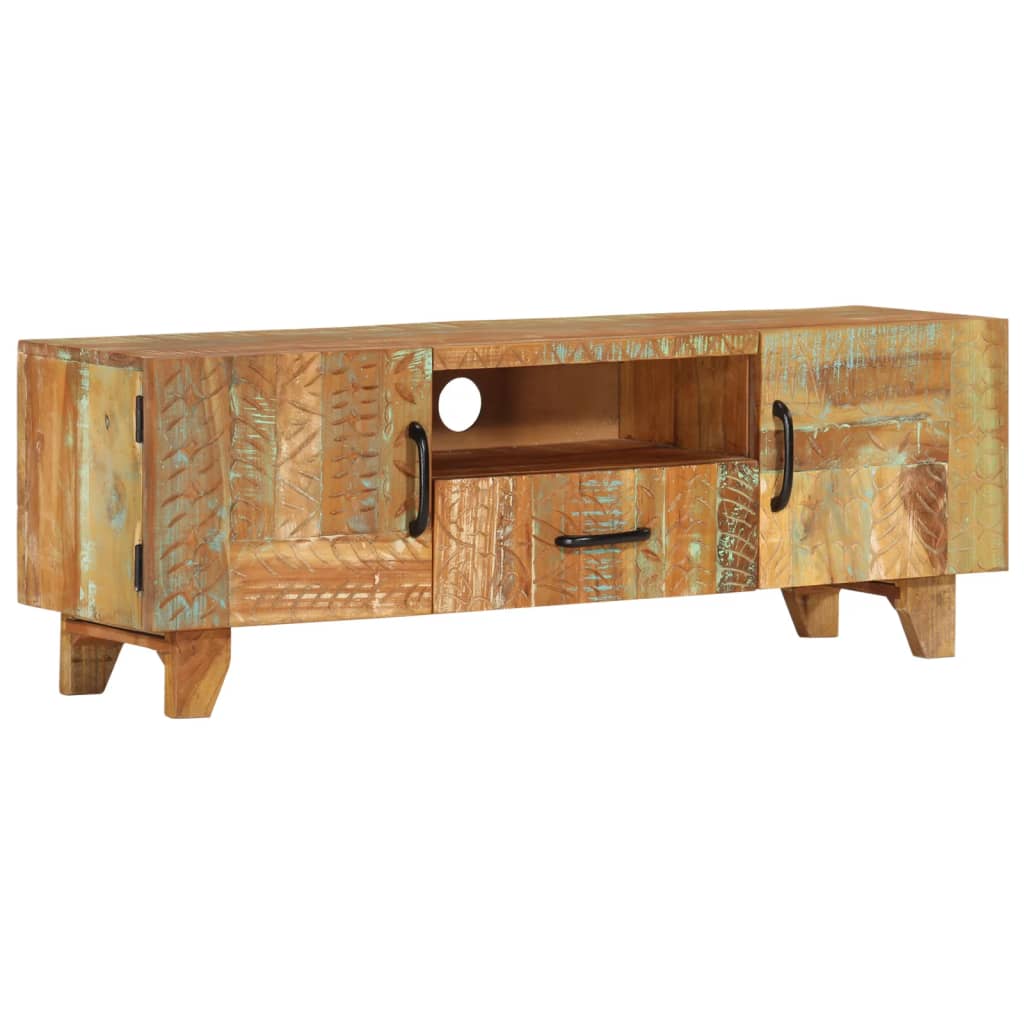 Hand Carved TV Cabinet 120x30x40 cm Solid Reclaimed Wood