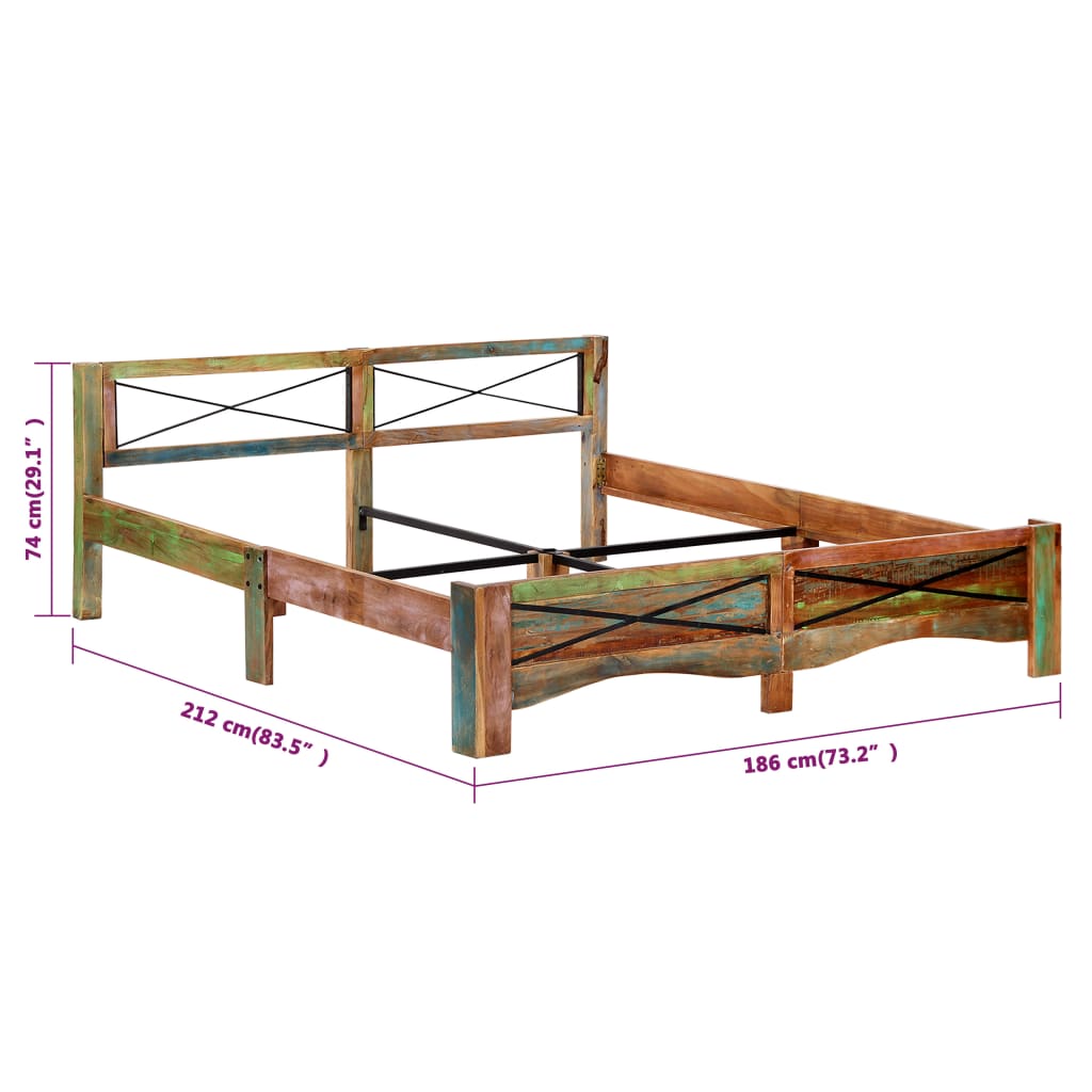 Bed Frame Solid Reclaimed Wood 180x200 cm Super King