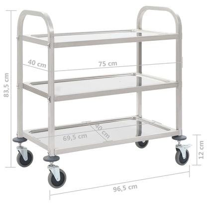 3-Tier Kitchen Trolley 95x45x83.5 cm Stainless Steel