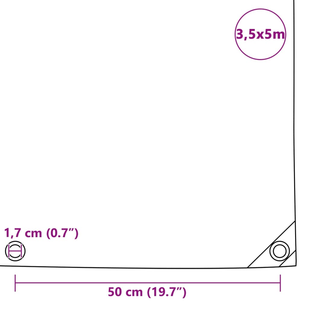 Tarpaulin 650 g/m² 3.5x5 m Grey