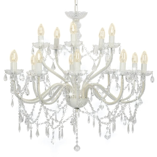 Chandelier 2-layer White 15 x E14 Bulbs